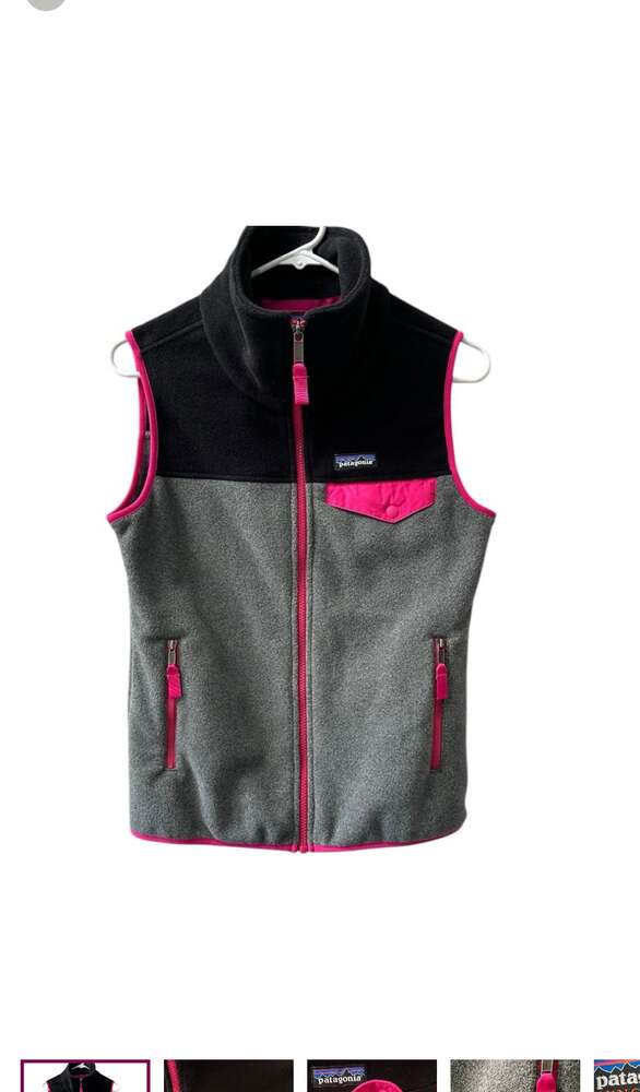 Patagonia Synchilla Snap-T Fleece Vest Women's Size Extra Small Black Gray Pink